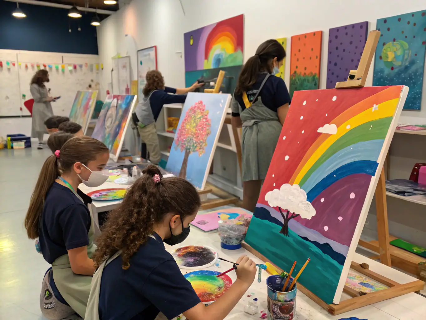 A captivating image of a stage creation workshop, highlighting the collaborative process of designing and building sets for theatrical productions.